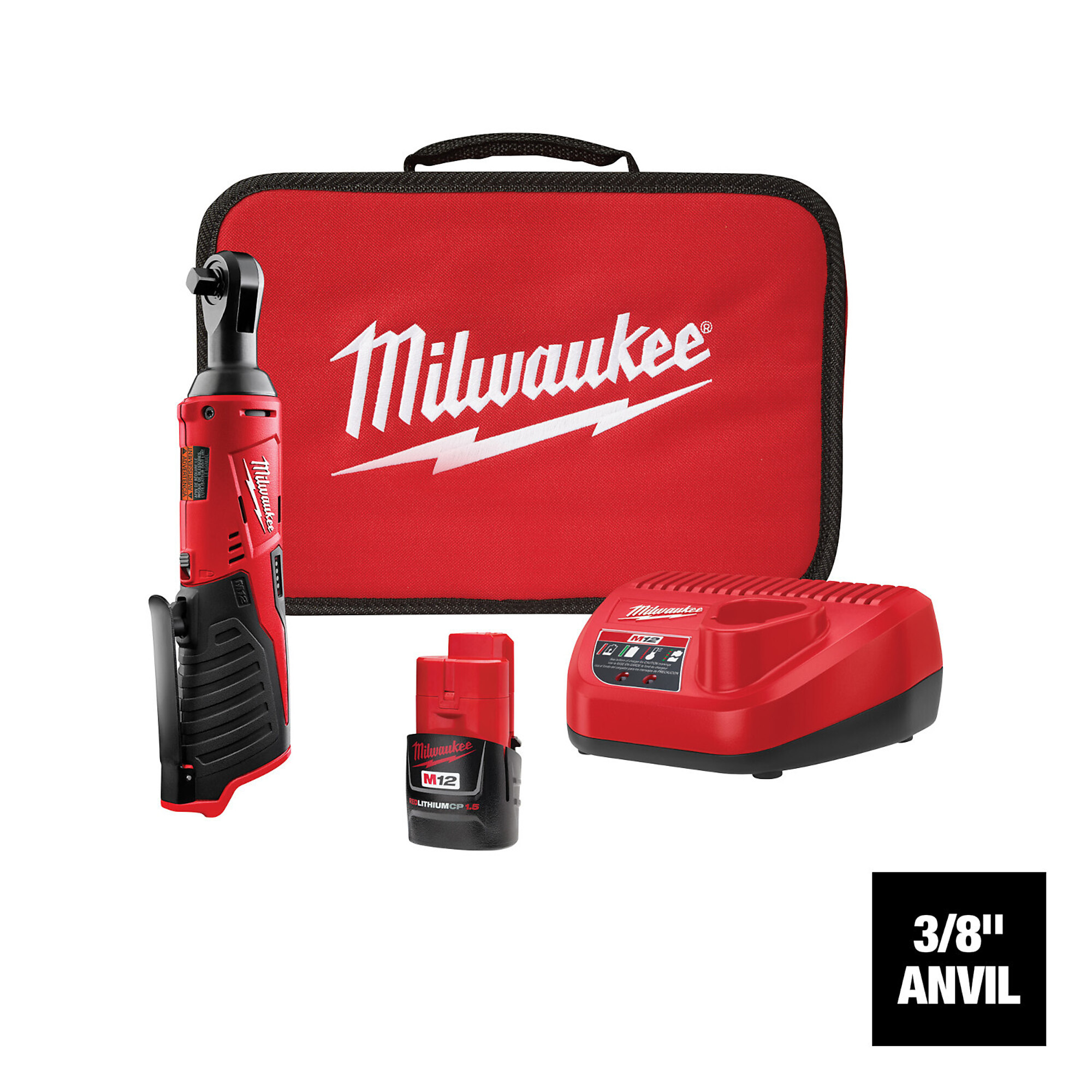 Milwaukee M12 Cordless Electric 3/8in. Ratchet Kit, With 1 Battery, 12 Volt, Model# 2457-21